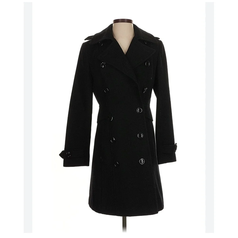 Giacca Gallery Company Black Double Breasted Wool Blend Coat Women's Size Medium